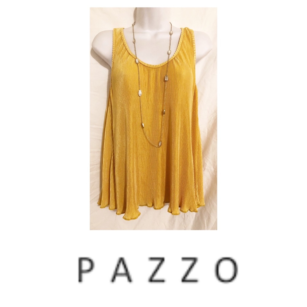 Pazzo Yellow/Gold Accordion Sleeveless Top Size S